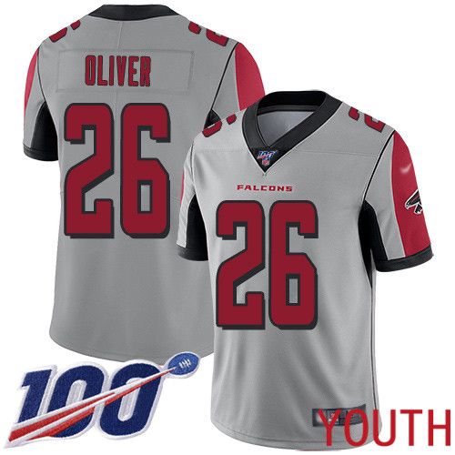 Atlanta Falcons Limited Silver Youth Isaiah Oliver Jersey NFL Football #26 100th Season Inverted Legend->youth nfl jersey->Youth Jersey